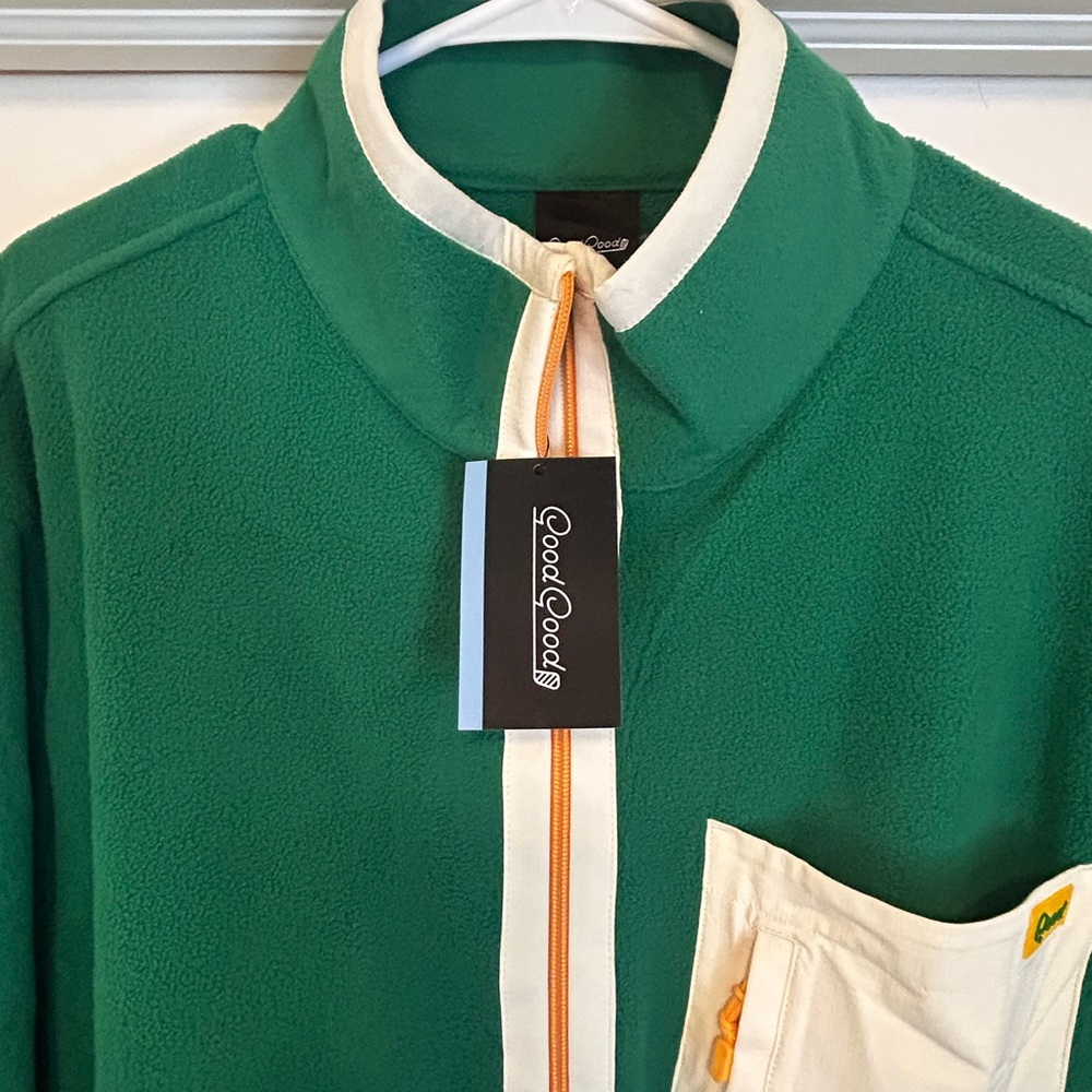 GOOD GOOD Men's Green Sweater with White Accents